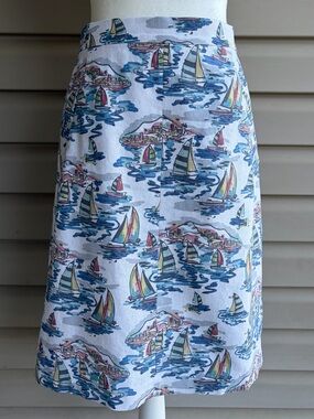 •Nine West• Sailboat Nautical Linen Blend Skirt - Size 10